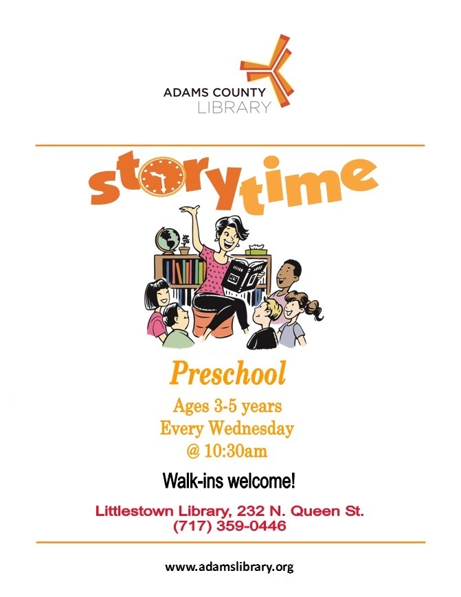 Join us each Wednesday for Preschool story time at 10:30 a.m. (except holidays)