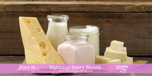 national dairy month picture with milk, cheese, and butter