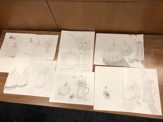 pumpkin drawings from 2018 class