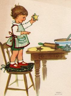 little girl making Christmas cookies