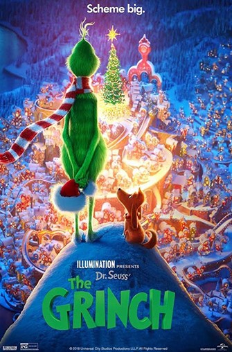 Movie poster of the 2018 animated film The Grinch.