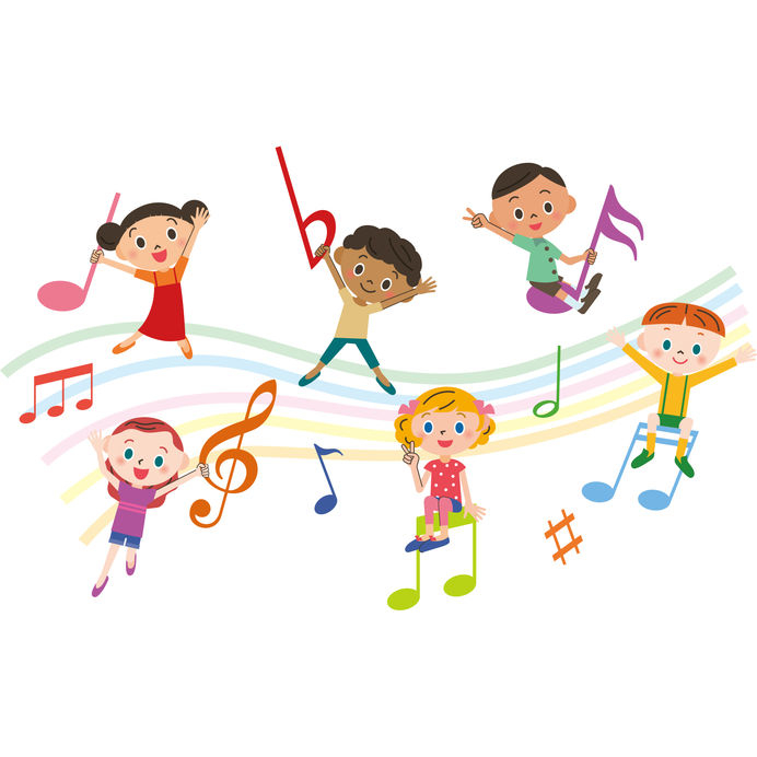 children with music notes