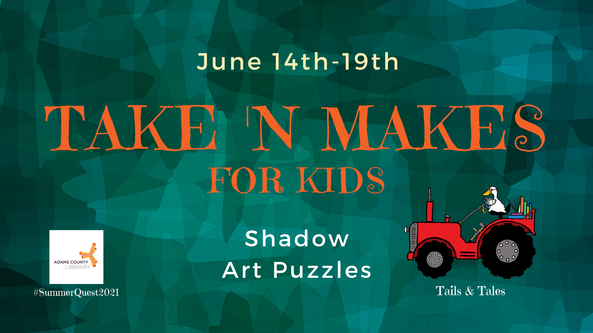 Pick up a Take n' Make for Kids from June 14th through June 19th. This week the project is Shadow Art Puzzles!