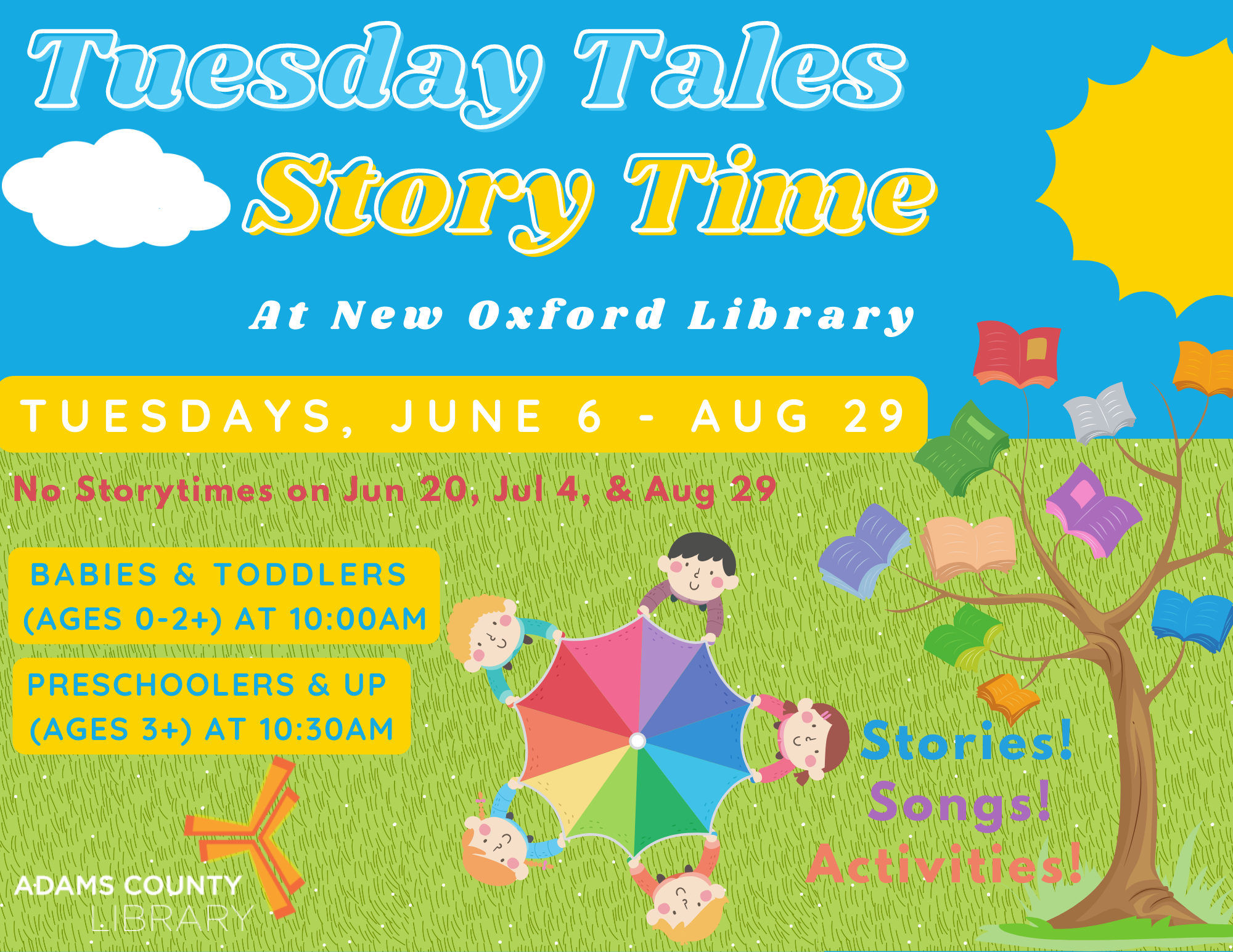 Tuesday Tales Story Time: Preschoolers | Adams County Library