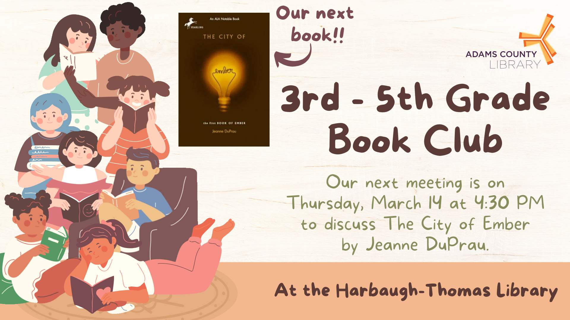 3rd-5th Grade Book Club March 14th 4:30 PM