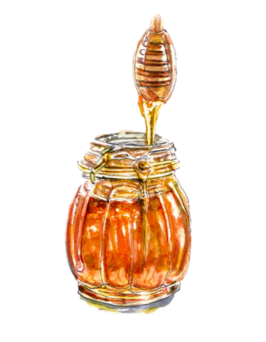 honey jar with honey spoon