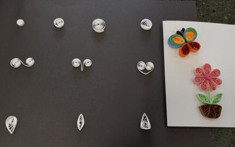 Photo of quilling shapes and sample