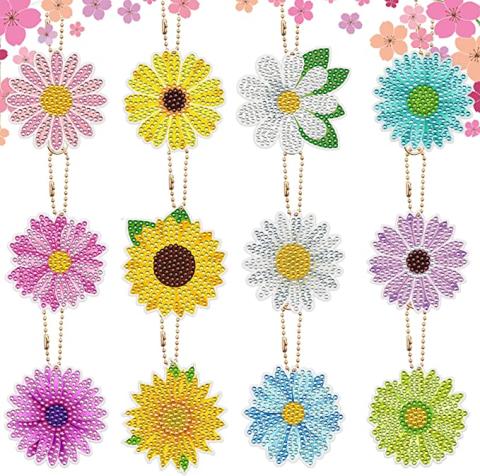 Diamond Painting flower keychains