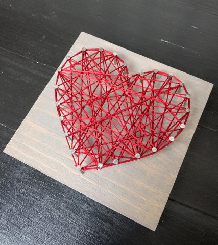 Heart String Art craft