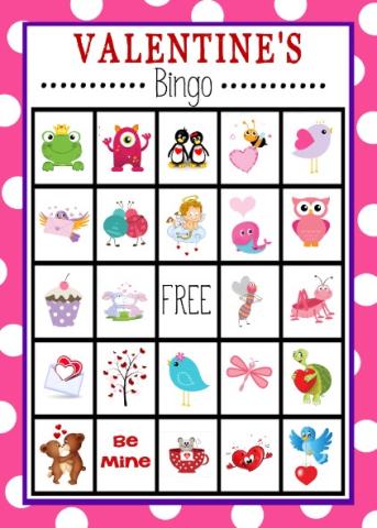 Valentine's Day bingo card