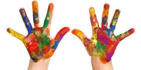 hands with fingerpaint