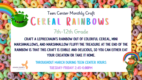 Teen Monthly Craft: Cereal Rainbows