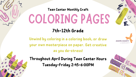 Teen Monthly Craft: Coloring Pages