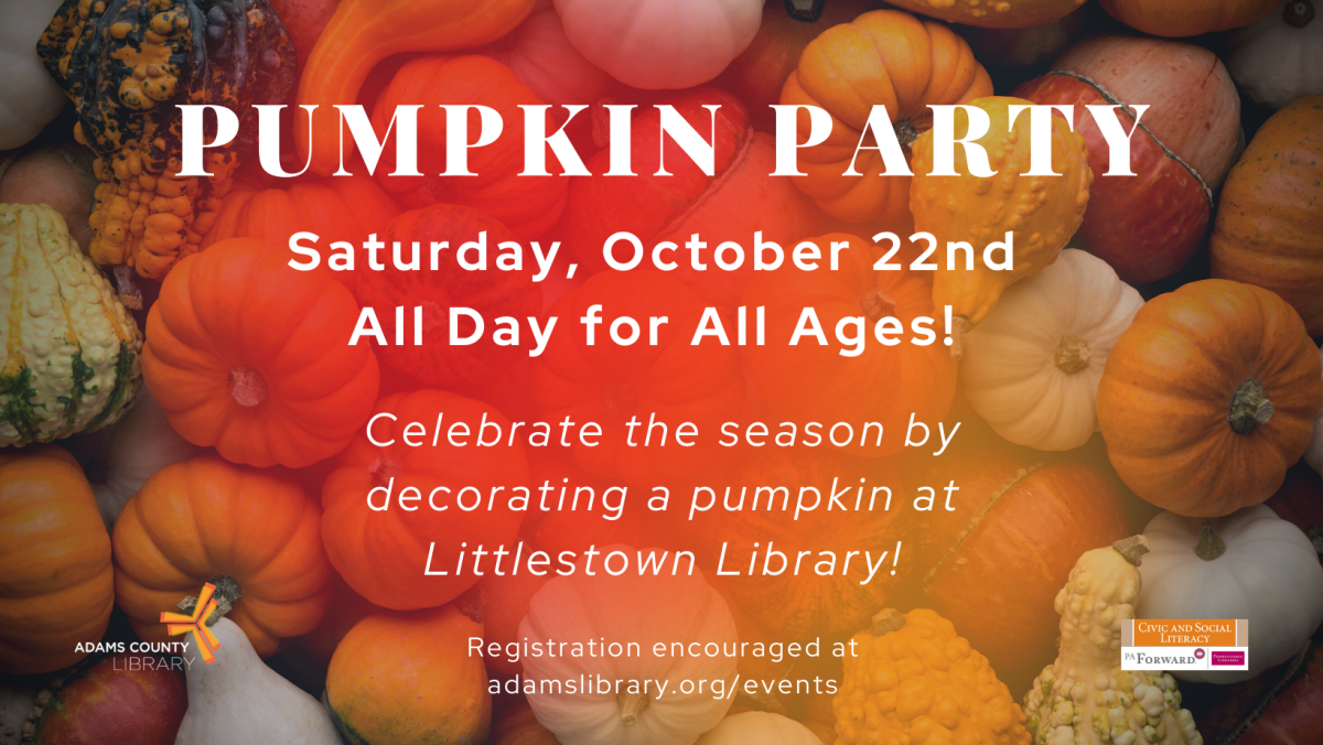 Pumpkin Party for all ages October 22, 2022 at the Littlestown Library